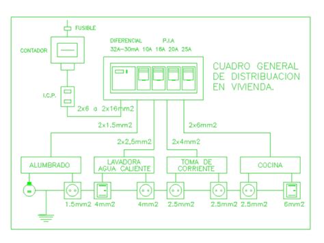 Circuito Unifilar De Vivienda En Autocad Cad 2192 Kb Bibliocad