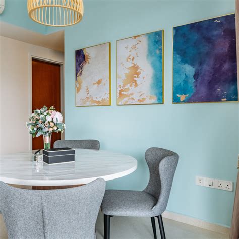 Blue Wall Paint Design With Wall Frames | Livspace