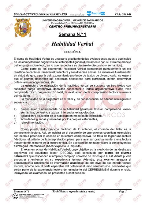 Boletin Semana Ciclo Ordinario Ii Universidad Nacional Mayor