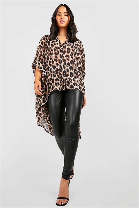 Leopard Oversized Maxi Shirt Boohoo Uk