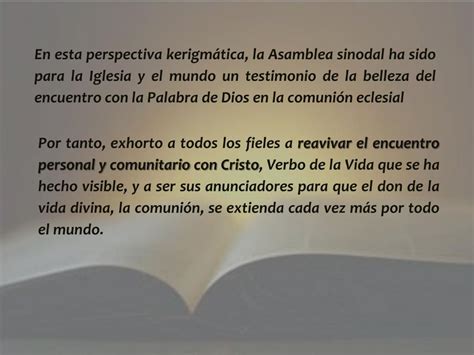 Ppt Exhortacionapostolica Postsinodal V Erbum D Omini Del Santo Padre