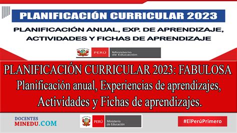 PLANIFICACIÓN CURRICULAR 2023 FABULOSA Planificación anual