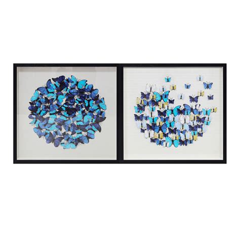 BRAY BLUE BUTTERFLY WALL ART SQUARE 2AS 125 EACH Tegh Decor