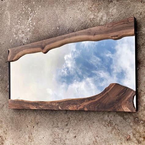 Live Edge Walnut Framed Mirror Etsy