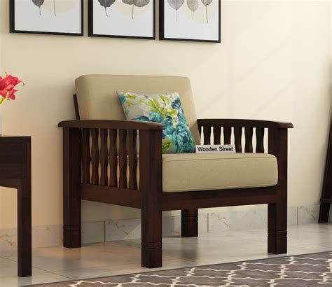 Buy Olympia Wooden Sofa Set With Washable Zipper Cover Walnut Finish