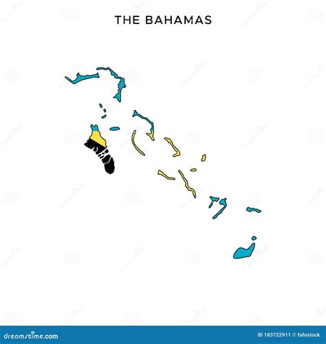 Map And Flag Of The Bahamas Vector Design Template With Editable Stroke