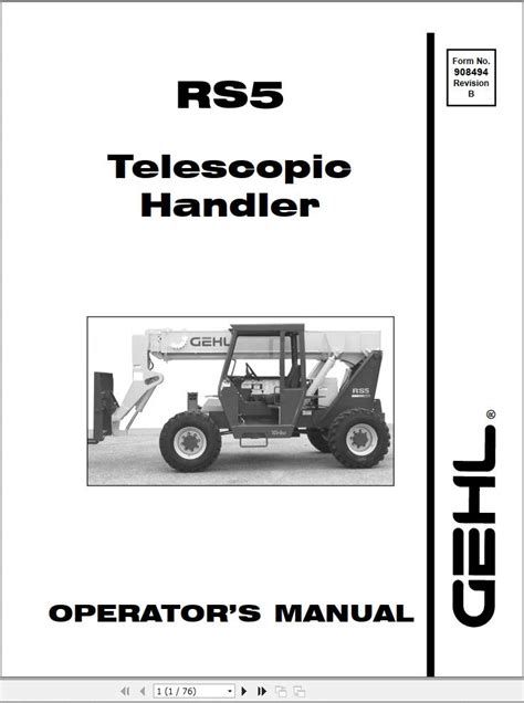 GEHL Telescopic Handlers RS5 Operators Manual 908494B