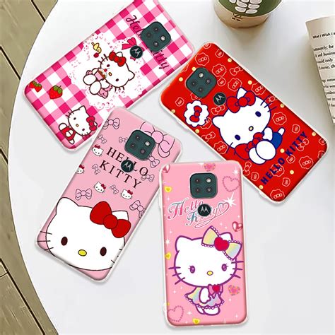 Capa Flexível De Silicone Tpu Da Hello Kitty Para Motorola Moto G9 Play