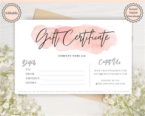 T Voucher T Certificate Template Editable T Card Template