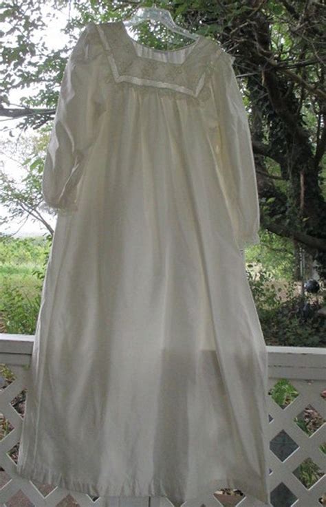 Vintage Satin Nightgown Ivory Frilly Feminine Romantic Brushed Back New