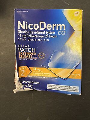 NicoDerm CQ Step 2 Nicotine Patches 14 Total 2 Week Kit 14mg EXP 8