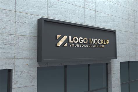 Golden Logo Mockup 3d Sign Façade Graphic By Shahsoft · Creative Fabrica