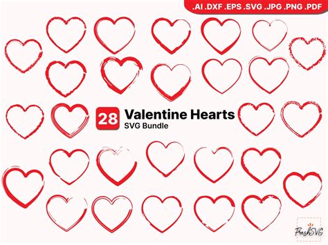 Valentine Hearts Svg Heart Svg Bundle Silhouette Clipart Digital