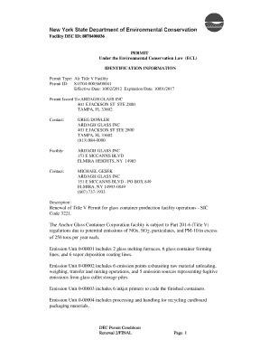 Fillable Online Dec Ny Renewal Of Title V Permit For Glass Container