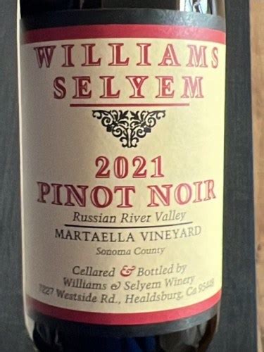 Williams Selyem Martaella Vineyard Pinot Noir Vivino US