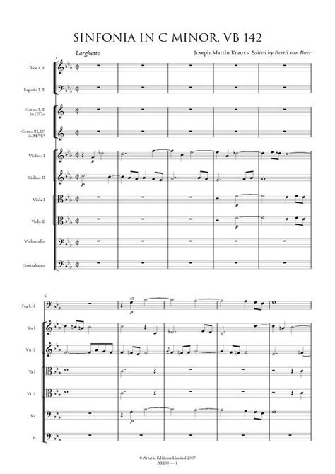 Joseph Martin Kraus Symphony In C Minor Sheet Music