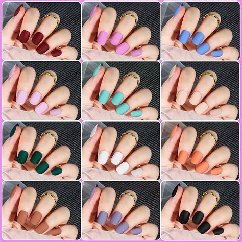 Short Press On Nails Matte Acrylic Nails, 288pcs Short Round Press On ...