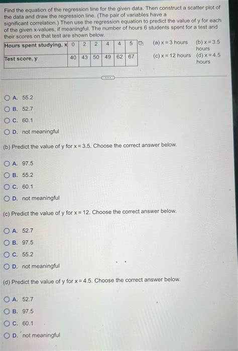 Answered Find The Equation Of The Regression Bartleby