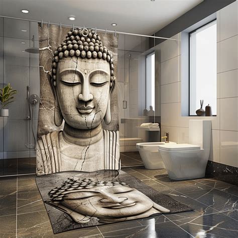 Zen Buddha Head Wall Art Decor Bathroom And Kitchen Interior Design Gray