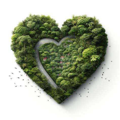 Premium Ai Image 3d Illustration Heart Shape Of Jungle And Green