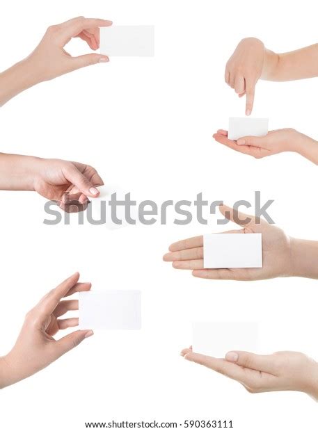 Woman Hand Hold Virtual Business Card Stock Photo 590363111 Shutterstock