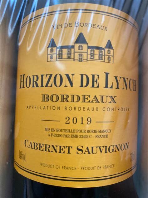 2019 Horizon De Lynch Cabernet Sauvignon Bordeaux France Bordeaux