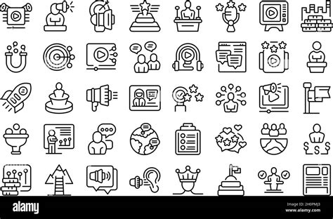 Key Opinion Leader Icons Set Outline Vector Key Strategy Business