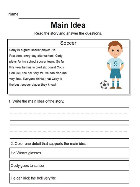 Main Idea Graphic Organizer 1st Grade