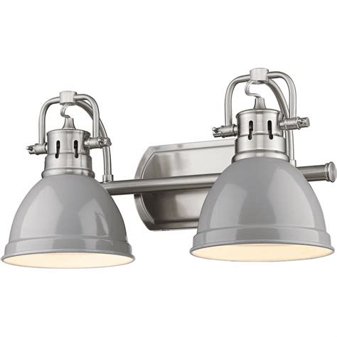 Golden Lighting 3602 Ba2 Pw Gy Duncan Modern Pewter 2 Light Bath Sconce Gol 3602 Ba2 Pw Gy