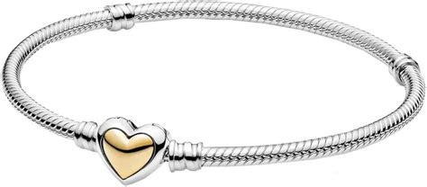 Pandora Gew Lbtes Goldenes Herz Verschluss Schlangen Gliederarmband Mit