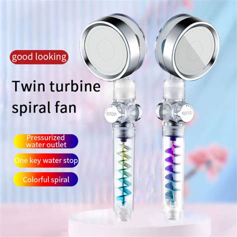 Turbo Propeller Shower Head High Preassure Water Saving 360 Degrees Abs