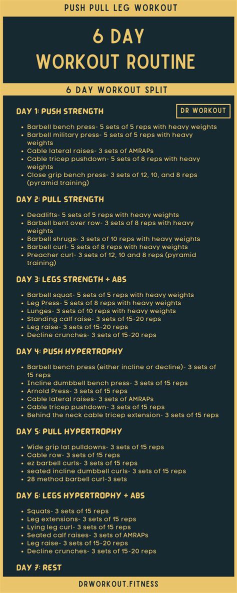 6 Day Workout Split Routine Push Pull Workout Routine Total Body