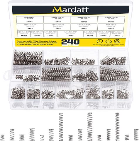 Mardatt 240 Pcs 15 Size Compression Springs Assortment Kit Mini