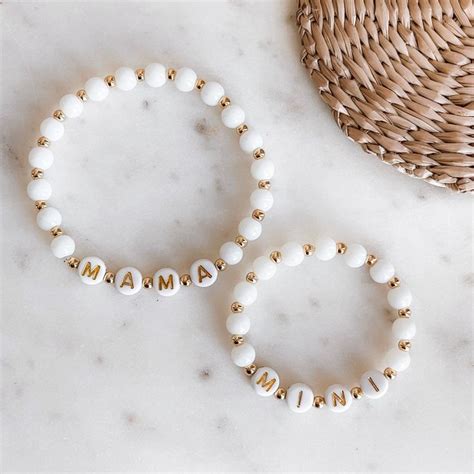 Mama Mini Braceletscreamy White Jade Gemstonesmama And Minimatchingjewelry For Your Mini