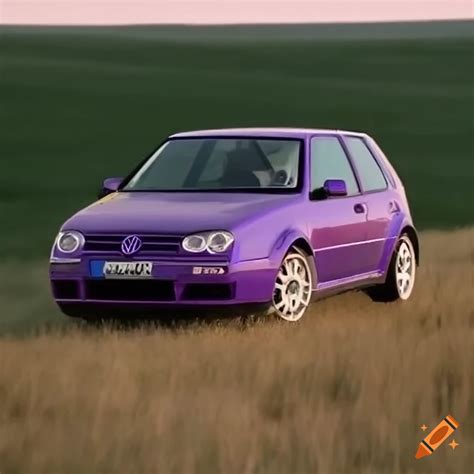 Purple Volkswagen Golf Mk4 In A Steppe On Craiyon