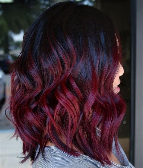 Glossy Black And Burgundy Hair Black And Burgundy Hair Burgundy Hair