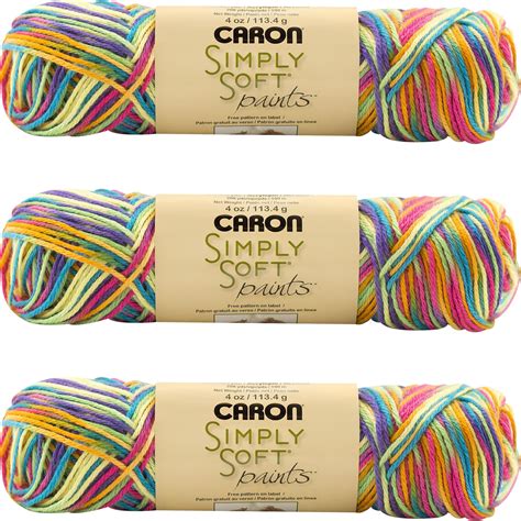 Caron Simply Soft Paints Yarn Rainbow Bright Multipack Of 3 Walmart