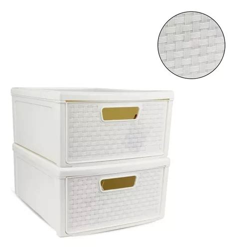 Kit 2 Gaveteiros Modular Empilhável Rattan Organizador MercadoLivre