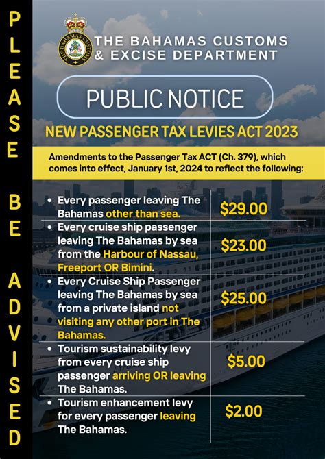 New Passenger Tax Levies Act The Bahamas Customs Department