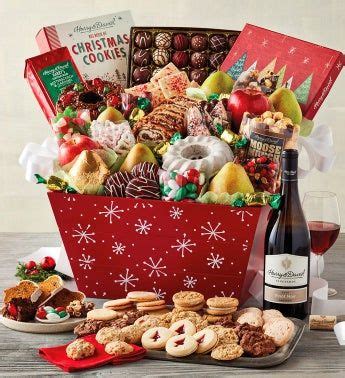 Ultimate Christmas Gift Basket With Wine | Food baskets for christmas, Food gift baskets, Food ...