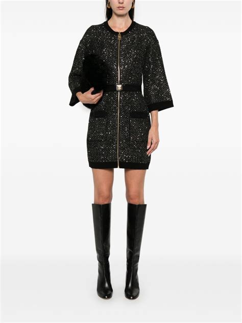 Elisabetta Franchi Sequin Embellished Mini Dress Black Farfetch