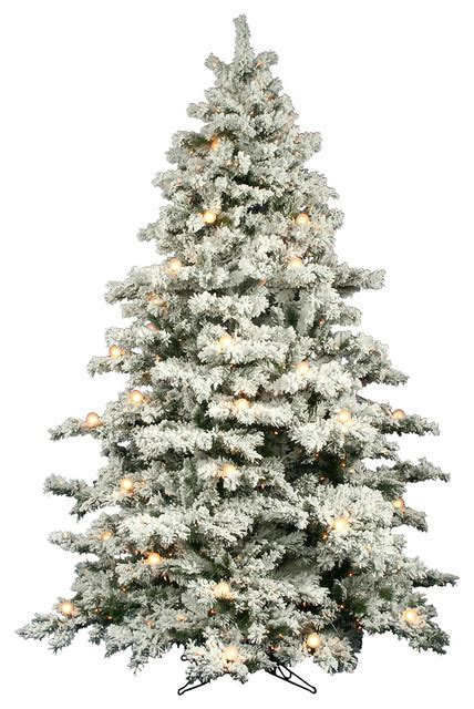 Flocked Alaskan Pine Tree Traditional Christmas Trees By Vickerman Company