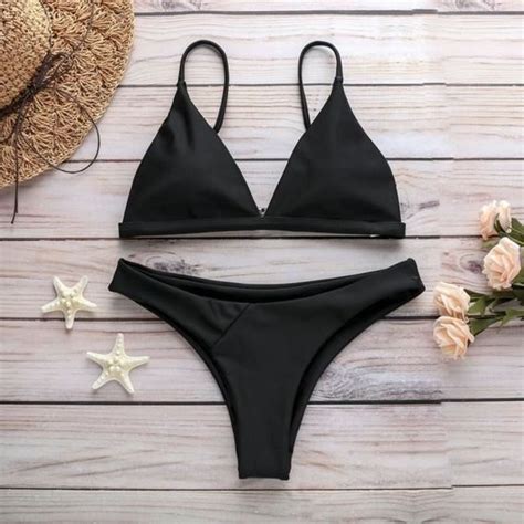 MAILLOT DE BAIN Sexy brésilien string Bikini femmes maillots De Bain solide Bikini Push Up Pad
