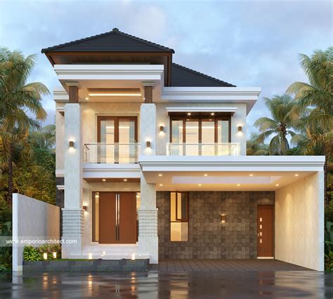 Desain Tampak Depan 3 Rumah Villa Bali 2 Lantai Bapak NGS Di Denpasar