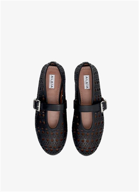 ALAÏA Ballet Flats in Fishnet, Fur | LA BALLERINE | ALAÏA US