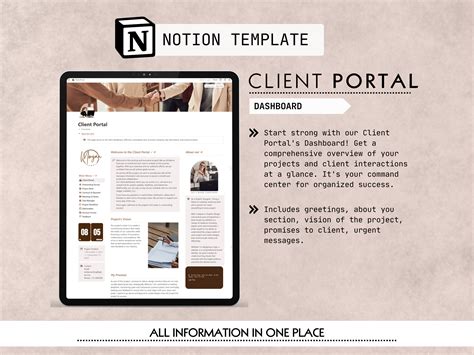 Notion Template Client Portal Notion Client Dashboard Project