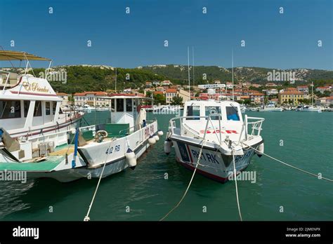 Rescue Ship In The Port Of The Town Of Rab On The Coast Of The Adriatic