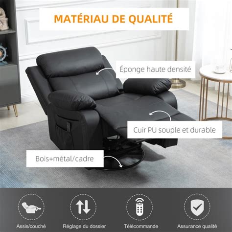 Homcom Fauteuil De Massage Et Relaxation électrique Inclinable Pivotant