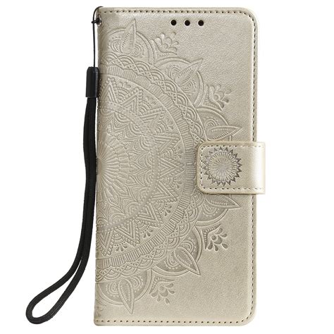 Totem Flower Embossed Leather Case For IPhone 14 Max Gold Alexnld