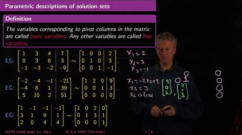 Reduced Row Echelon Form Linear Algebra E4 Youtube